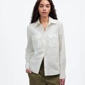 NWT Madewell Utility-Pocket Button-Up Shirt in Eyelet White - Size: 00 (XXS)